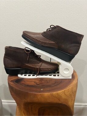 SAS Brown Leather & Suede Lace-Up Ankle Boots